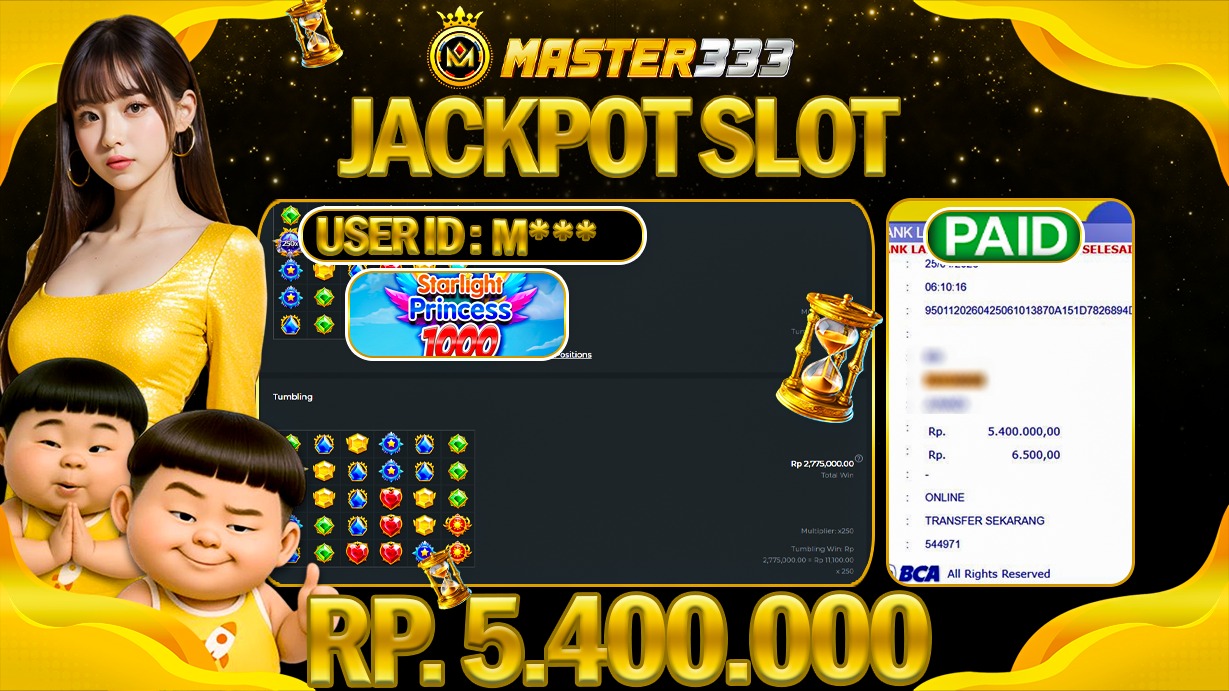 JACKPOT Rp 5.400.000 JUTA DIMASTER333 LANGSUNG BAYAR LUNAS